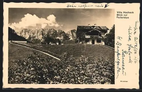 AK Berchtesgaden, Gasthaus Villa Hocheck, Blick zur Reiteralpe