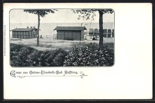 AK Haffkrug, Ostsee-Elisabeth-Bad, Strand, Badehäuser, Strandkörbe