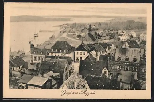 AK Kappeln, Ortsansicht mit Hafen und Uferpromenade