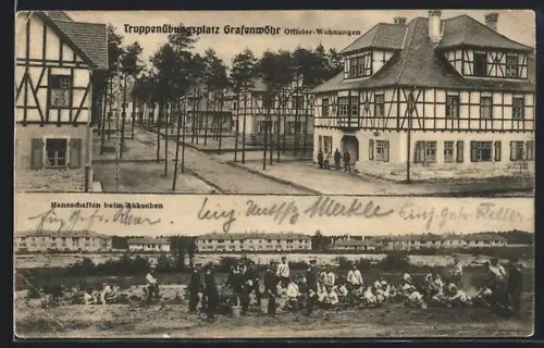 AK Grafenwöhr, Truppenübungsplatz, Offizier-Wohnungen, Mannschaften beim Abkochen