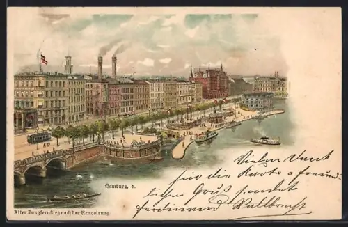 Lithographie Hamburg-Neustadt, Alter Jungfernstieg nach der Renovierung