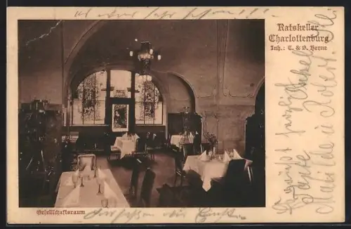 AK Berlin-Charlottenburg, Ratskeller Gesellschaftsraum, Inh. C. & O. Henne