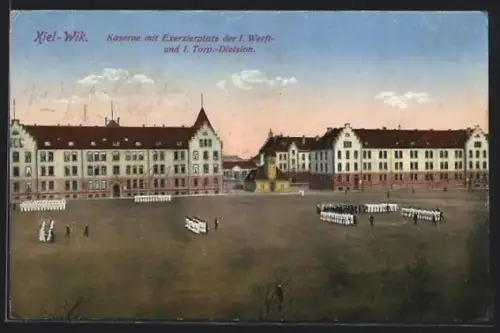 AK Kiel-Wik, Kaserne mit Exerzierplatz der 1. Werft- und 1. Torp.-Division
