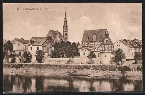 AK Niederlahnstein a. Rhein, Zunfthaus an der Lahn, Kirche, Fachwerkhäuser