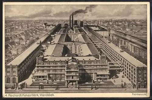 AK Hamburg-Wandsbek, Reichardt-Kakao-Werk, Fabrikansicht
