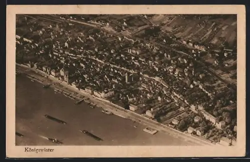 AK Königswinter, Luftaufnahme Rhein, Stadtansicht