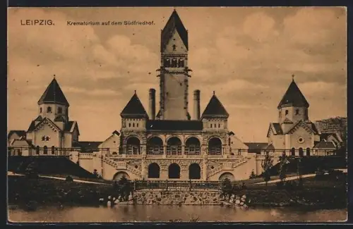 AK Leipzig, Krematorium auf dem Südfriedhof