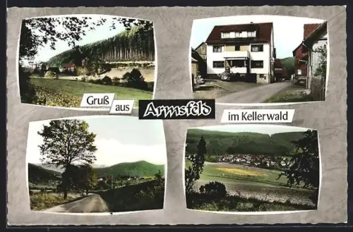 AK Armsfeld /Kellerwald, Ortsansichten, Gasthaus Pension Knoche