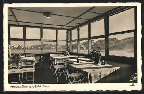 AK Nesselwang /Allgäu, Sportheim Böck, Veranda mit Alpenblick