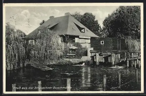 AK Straupitz /Spreewald, Gasthaus Straupitzer Buschmühle, Inh. Fritz Leyer