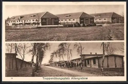 AK Altengrabow, Truppenübungsplatz, Unterkunftsbaracken