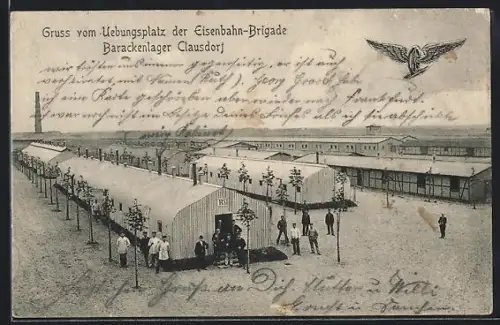 AK Clausdorf, Übungsplatz der Eisenbahn-Brigade, Barackenlager