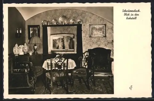 AK Schwärzenbach, Gasthaus, Blick in den Kuhstall