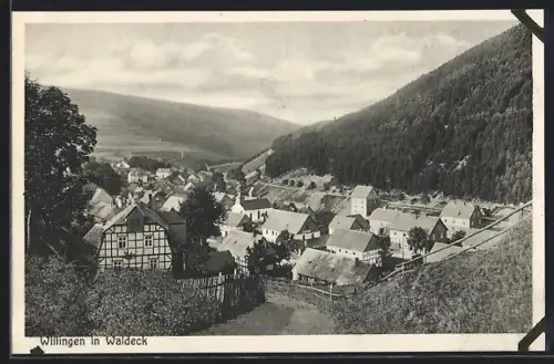 AK Willingen in Waldeck, Ortsansicht aus der Vogelschau