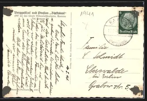 AK Ramsau, Zipfhäusl Gastgarten mit Watzmann