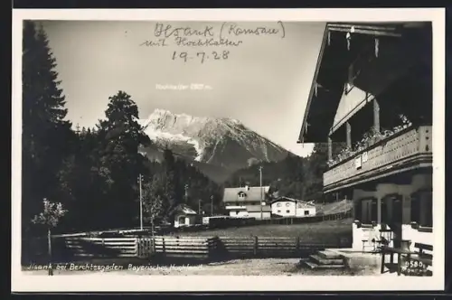 AK Ilsank bei Berchtesgaden, Gasthaus mit Blick zum Hochkalter