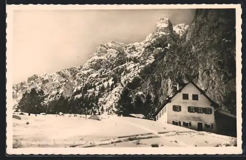AK Ramsau bei Berchtesgaden, Wimbachschloss im Schnee