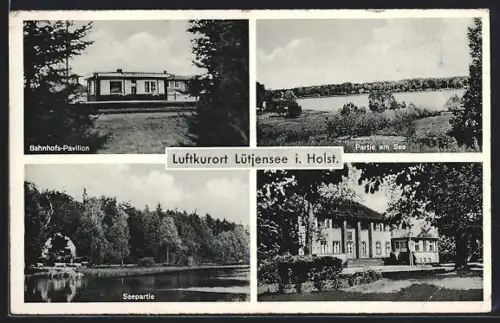 AK Lütjensee i. Holst., Gasthof Bahnhofspavillon, Inh. Willi Maire, Partie am See, Seepartie