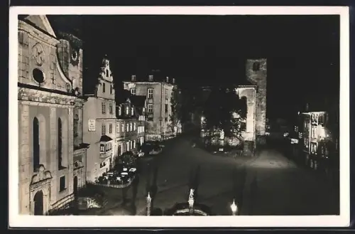 AK Hachenburg /Westerwald, Alter Marktplatz bei Nacht