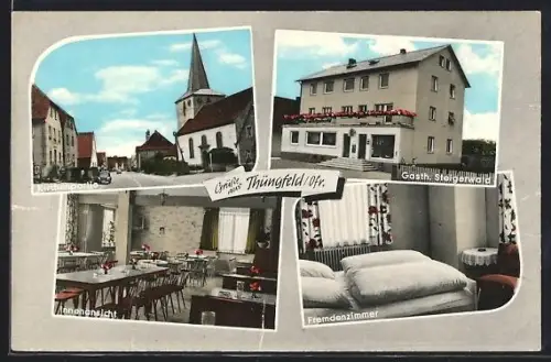 AK Thüngfeld /Ofr., Gasthaus Steigerwald, Bes. Fr. Schramm, Innenansicht, Kirchenpartie