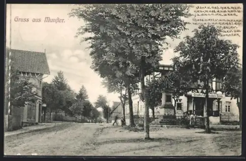AK Munster, Gasthaus Deutsches Haus, Strassenansicht