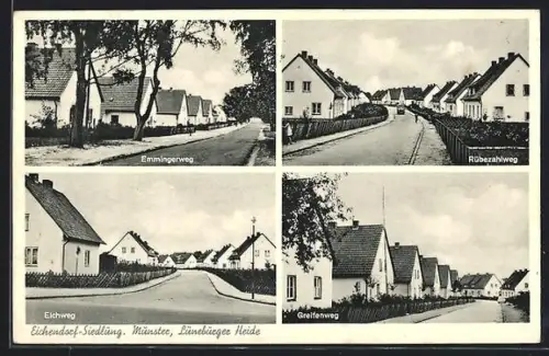 AK Munster /Lüneburger Heide, Eichendorff-Siedlung, Emmingerweg, Rübezahlweg, Eichweg, Greifenweg