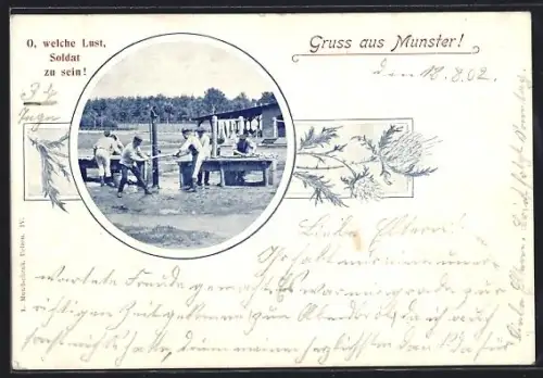 AK Munster, Soldaten beim Waschen im Lager