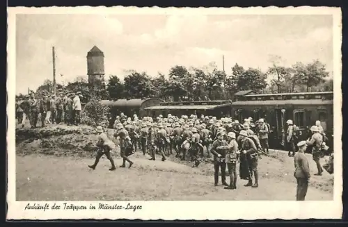 AK Munster-Lager, Ankunft der Truppen am Bahnhof