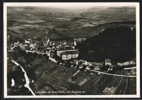 AK Löwenstein /Württ, Burg, Ortsansicht vom Flugzeug aus