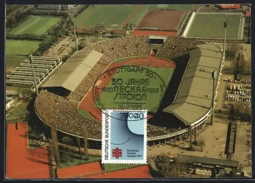 AK Stuttgart, Neckarstadion, 50 Jahre 1933-1983, Luftaufnahme, Sportveranstaltung