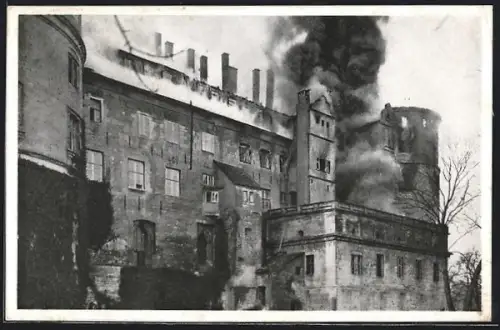 AK Stuttgart, Brandkatastrophe Altes Schloss, 21.-27. Dez. 1931