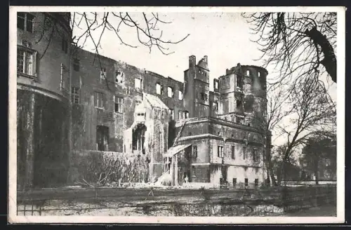 AK Stuttgart, Altes Schloss, Brandkatastrophe 21.-27. Dez. 1931