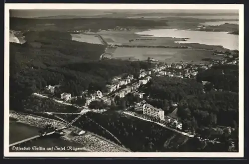 AK Sellin auf Insel Rügen, Luftaufnahme des Ortes und Umgebung
