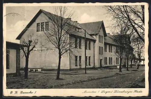 AK Munster /Lager Lüneburger Heide, D.H. Kaserne, Baracke 5