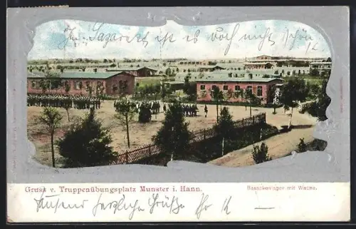 AK Munster i. Hann., Truppenübungsplatz, Barackenlager mit Wache