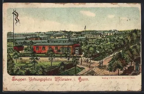 Lithographie Munster i. Hann., Truppen-Übungsplatz