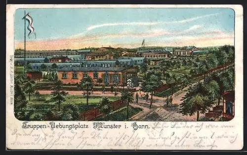 Lithographie Munster i. Hann., Truppen-Übungsplatz