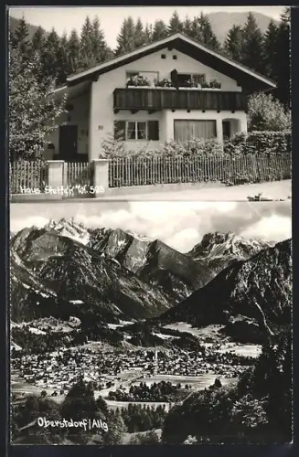 AK Oberstdorf /Allgäu, Gasthaus Stetten und Totalansicht