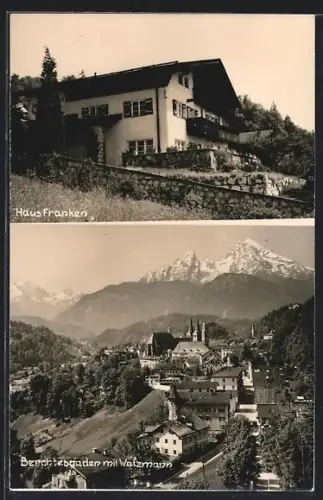AK Berchtesgaden, Hotel Haus Franken, Totalansicht aus der Vogelschau
