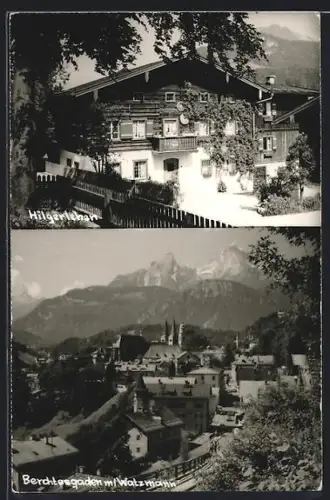 AK Berchtesgaden, Hilgerlehen, Ortsblick mit Watzmann