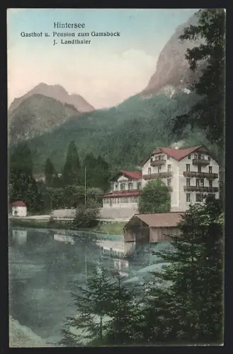 AK Hintersee / Ramsau, Gasthof - Pension zum Gemsbock, J. Landthaler