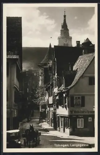 AK Tübingen, Strasseneck an der Langegasse mit Weinhandlung