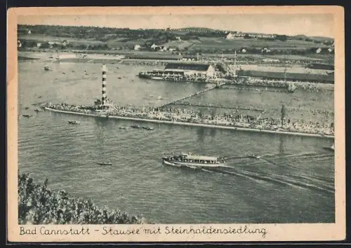 AK Bad Cannstatt, Stausee mit Steinhaldensiedlung