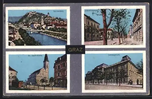 AK Graz, Schlossberg, Jakominiplatz, Landesgericht