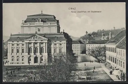 AK Graz, Kaiser Josef-Platz mit Stadttheater