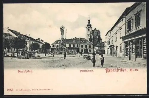 AK Neunkirchen /N.-Ö., Hauptplatz mit Pfarrkirche
