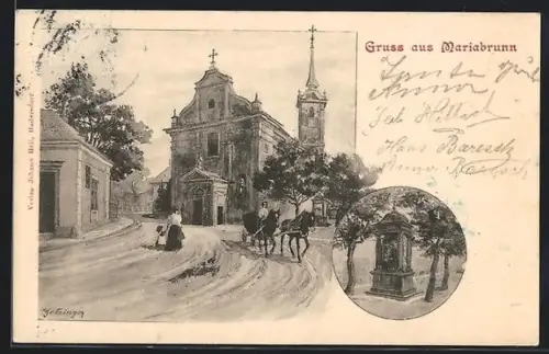 AK Mariabrunn, Kirche an Dorfstrasse, Bildstock