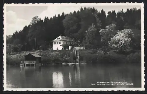 AK Attersee, Restaurant Litzlberger Keller mit Bootshaus