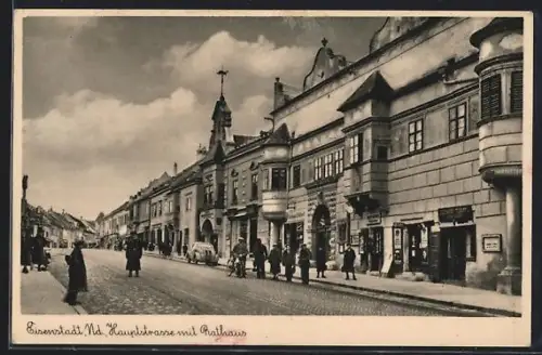 AK Eisenstadt, Hauptstrasse mit Rathaus