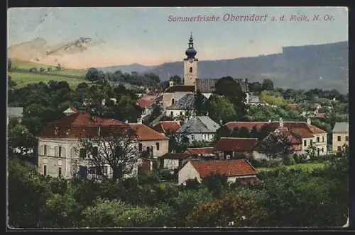 AK Oberndorf a. d. Melk, Teilansicht des Ortes mit Umgebung